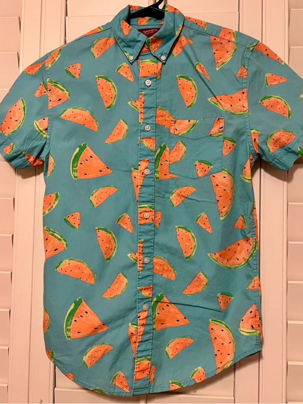 Arizona Jean Company Teal Short-Sleeve Watermelon Print Button-Down Shirt 💎 Deal